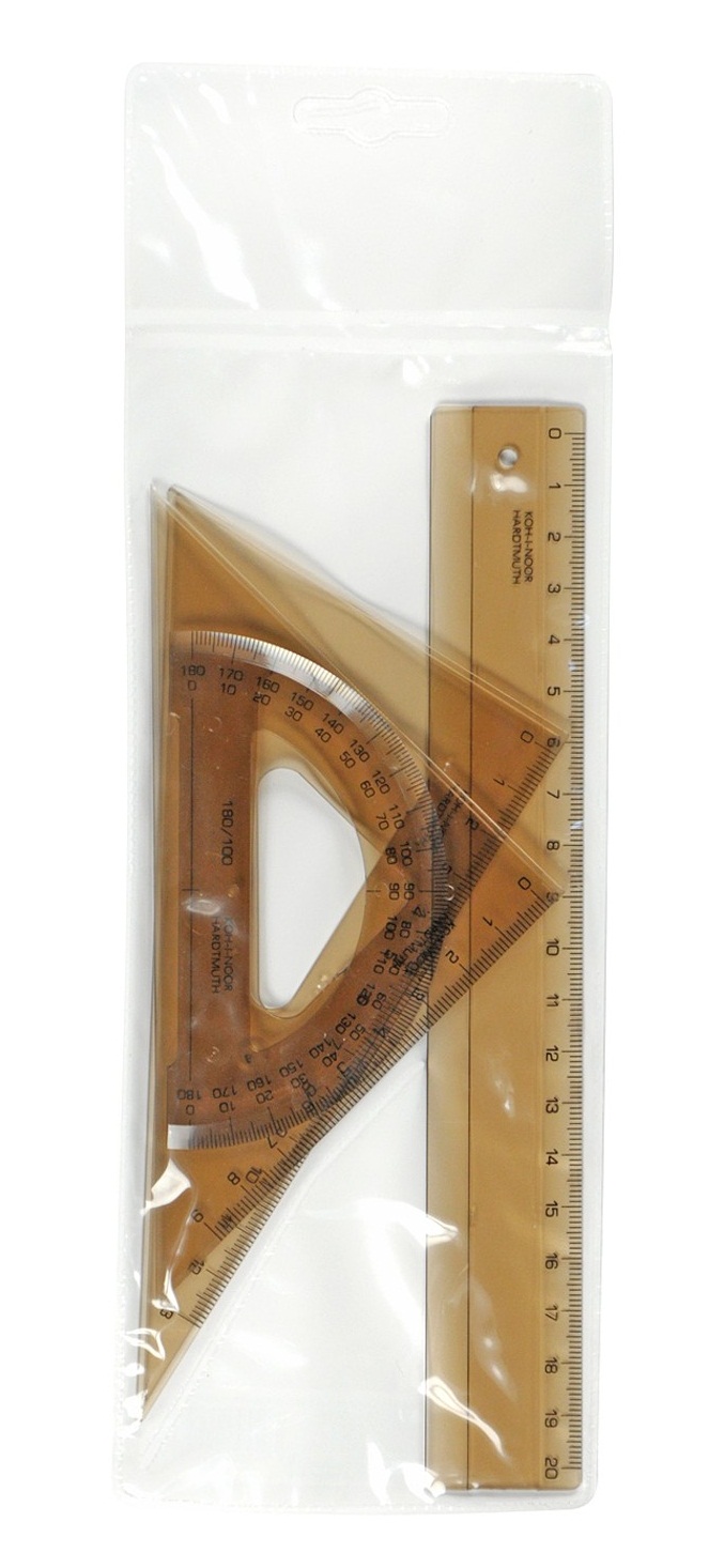 Geometrie- Set  Klein / 20 cm Lineal   4 Teile , Transparent Braun